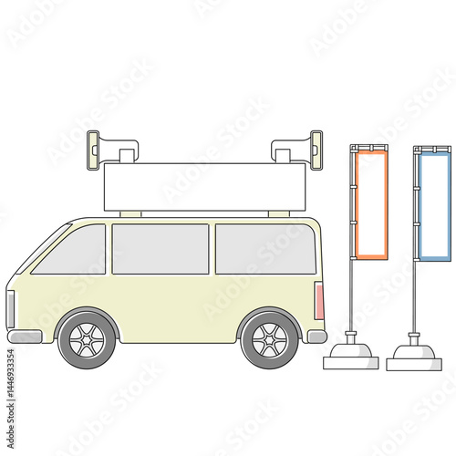 選挙カーとのぼり