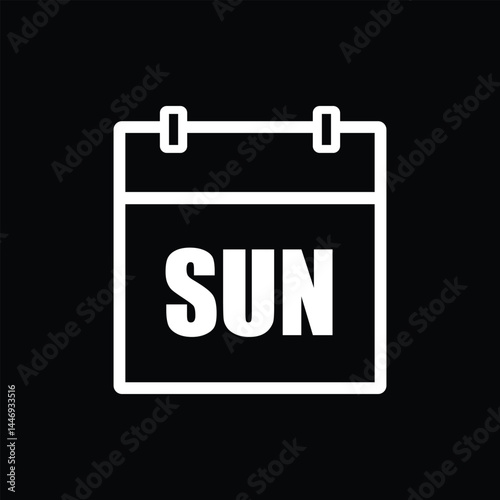 calender icon, sunday icon with black background	