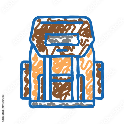 hiking backpack for hunting icon doodle illustration