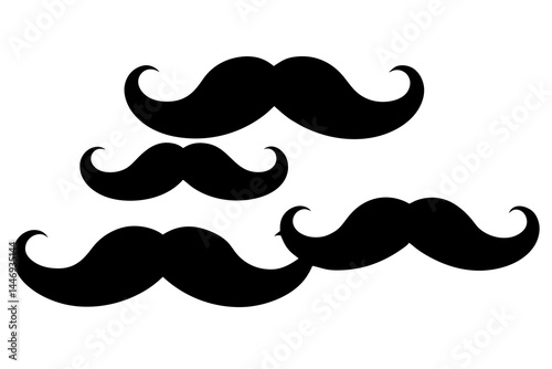 mustaches silhouette set, mustaches black vector collection 