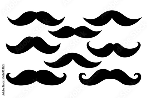 mustaches silhouette set, mustaches black vector collection 