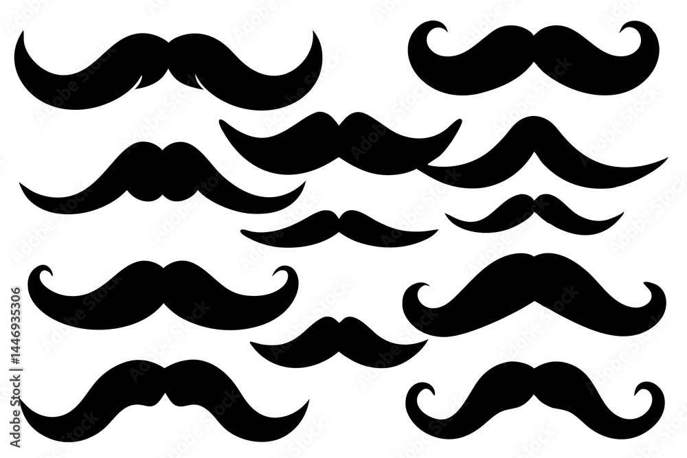 mustaches silhouette set, mustaches black vector collection mustaches silhouette set, mustaches black vector collection