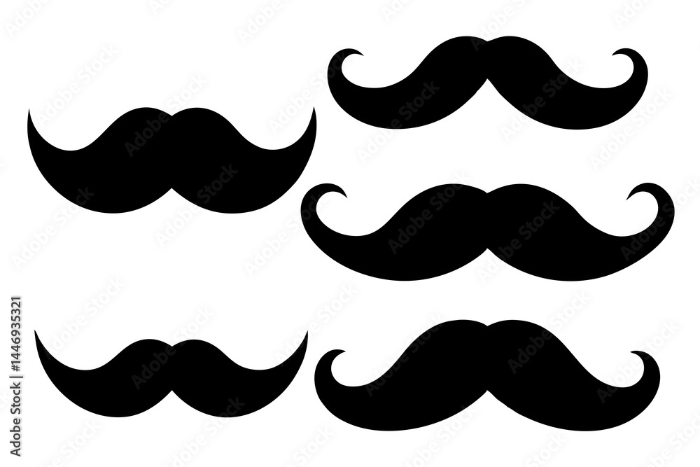 mustaches silhouette set, mustaches black vector collection mustaches silhouette set, mustaches black vector collection