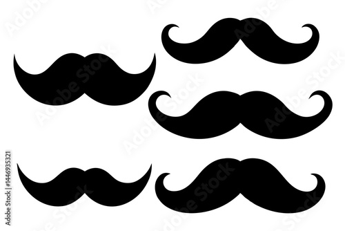 mustaches silhouette set, mustaches black vector collection 