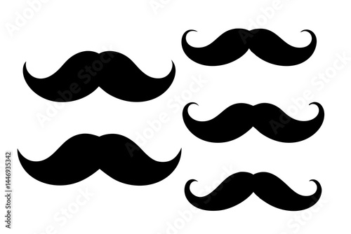 mustaches silhouette set, mustaches black vector collection 