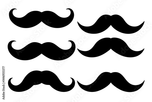 mustaches silhouette set, mustaches black vector collection 