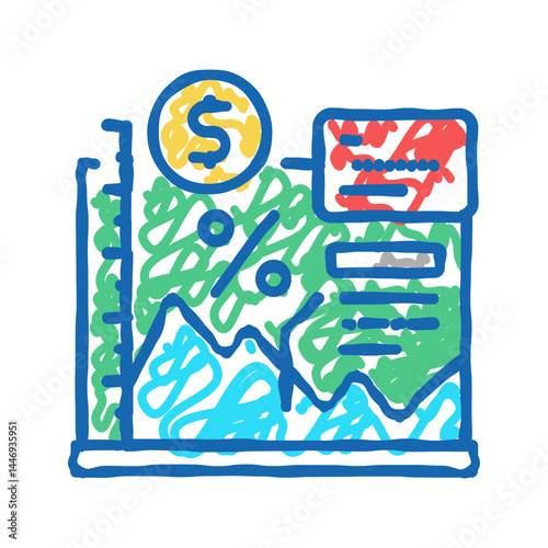 economy school lesson icon doodle illustration