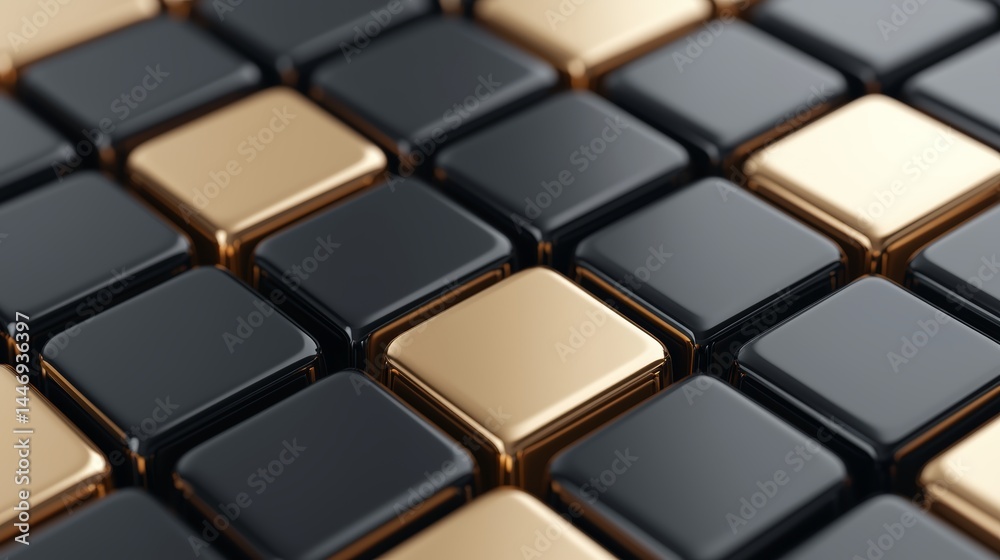 Fototapeta premium Abstract Black and Gold Cubes Geometric Background