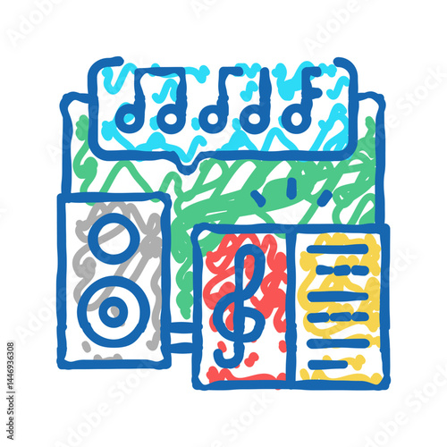 music school lesson icon doodle illustration
