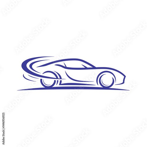 Illustration of a Sleek Modern Vehicle Demonstrating Velocity with Abstract Motion Trails, Perfect Automotive Emblem or Graphic Element for Transportation and Speed Concepts