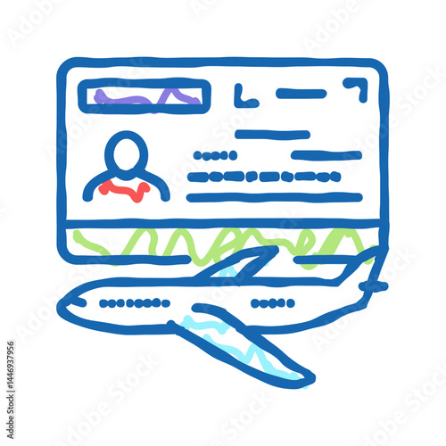 transit visa icon doodle illustration