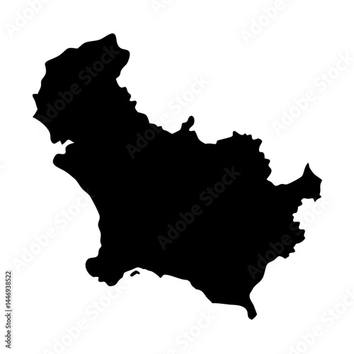 Detailed silhouette of an unusual land mass formation, possibly an island