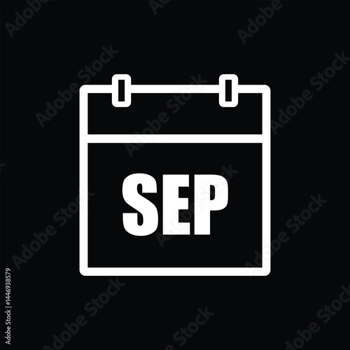 calender icon, september icon with black background	