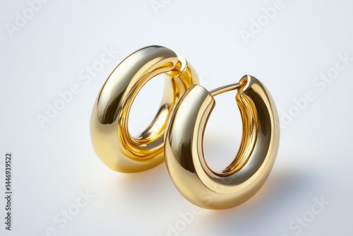 Gold hoop earrings, polished finish (1)