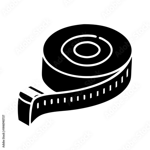Black and white illustration of a tailor's measuring tape, a practical tool