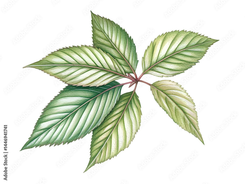 Detailed Illustration Of Green And White Leaves On Isolated Transparent Background Detailed Illustration Of Green And White Leaves On Isolated Transparent Background
