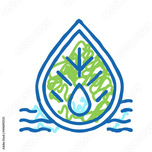 quality of waste water and surrounding water icon doodle illustration