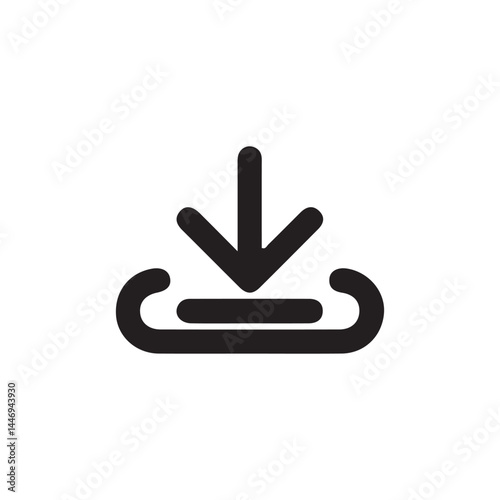 Download button icon. save file icon, import data storage icon button.download icon editable stroke outline icon isolated on white background flat vector illustration eps 10.