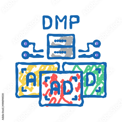 data management platform icon doodle illustration