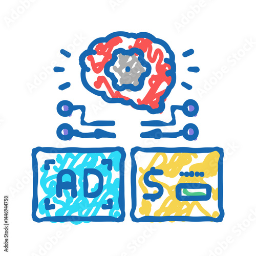 programmatic advertising icon doodle illustration