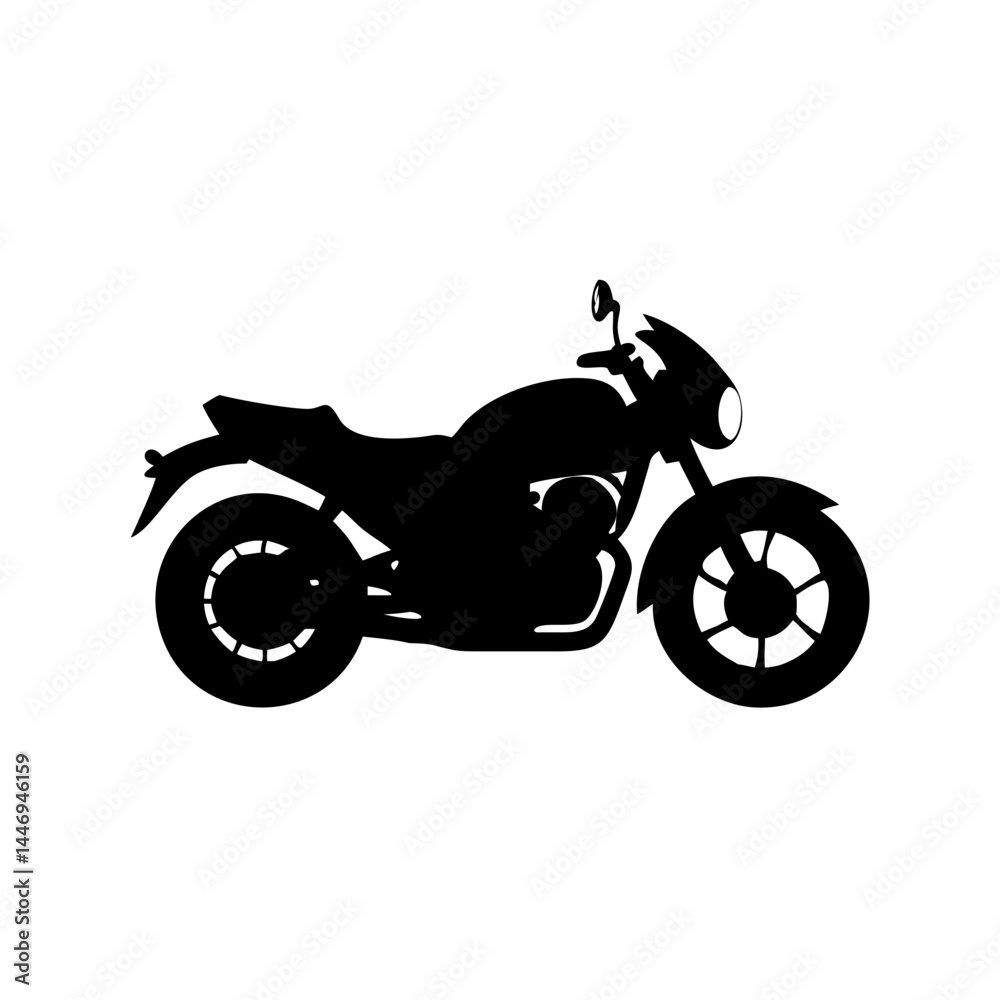 Fototapeta premium A striking silhouette of a modern motorcycle against a plain white background