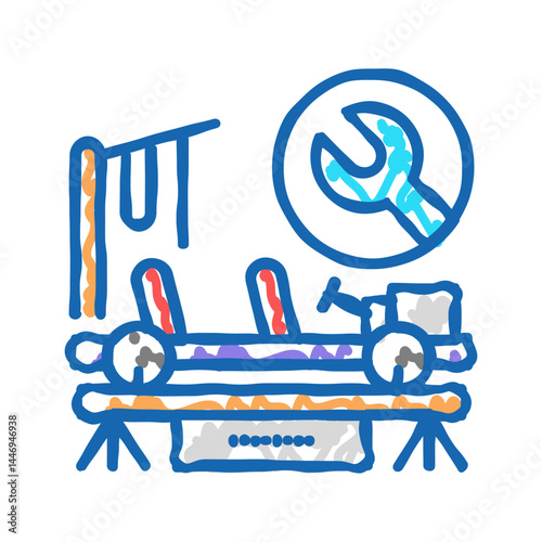 paintless dent repair icon doodle illustration