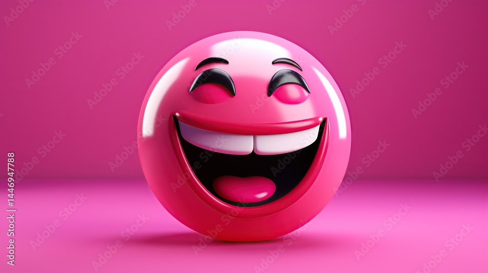 Fototapeta premium 3D laughing emoji on isolated pink background