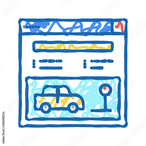 online driving school lesson icon doodle illustration
