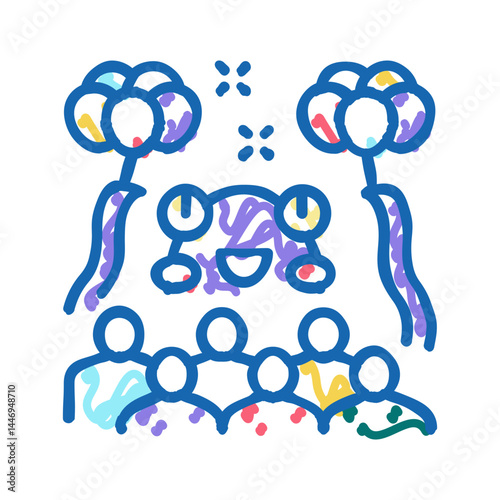 monster kids party icon doodle illustration
