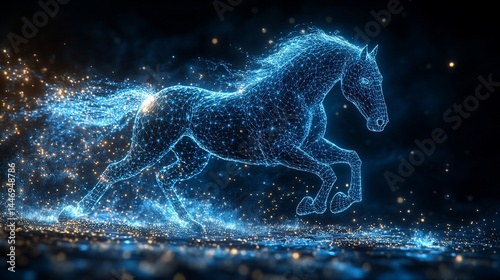 Glowing horse, digital art