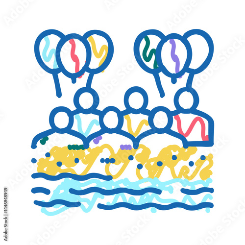 beach kids party icon doodle illustration