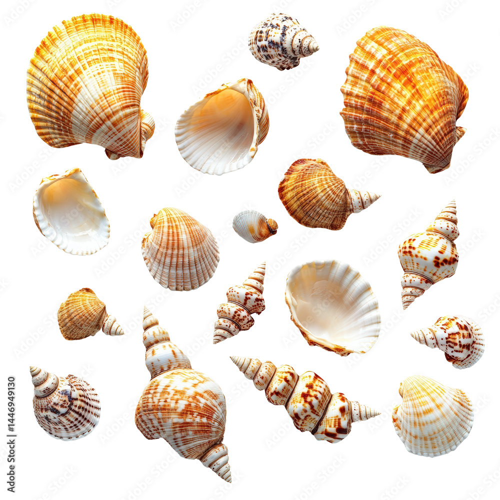 Collecting beautiful seashells at the beach nature isolated on transparent background Collecting beautiful seashells at the beach nature isolated on transparent background