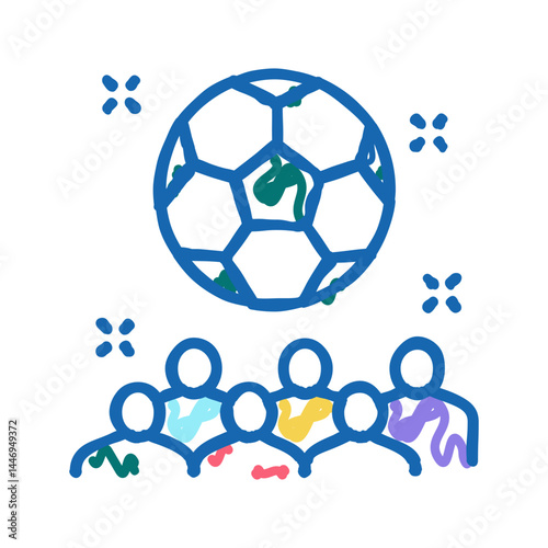 soccer kids party icon doodle illustration
