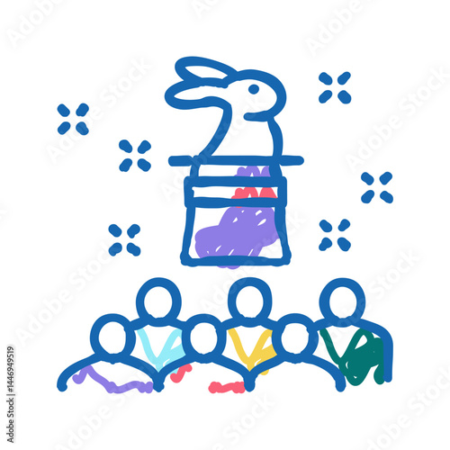 magic kids party icon doodle illustration