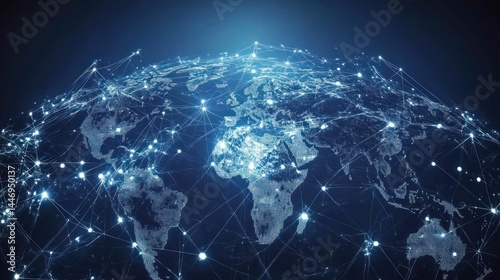 Global network connecting world over data connections in technology