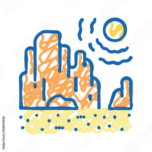 drought land icon doodle illustration