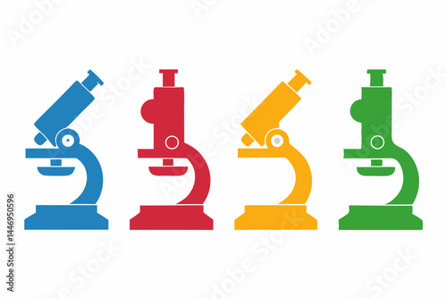 set of Microscope icon silhouette vector illustration