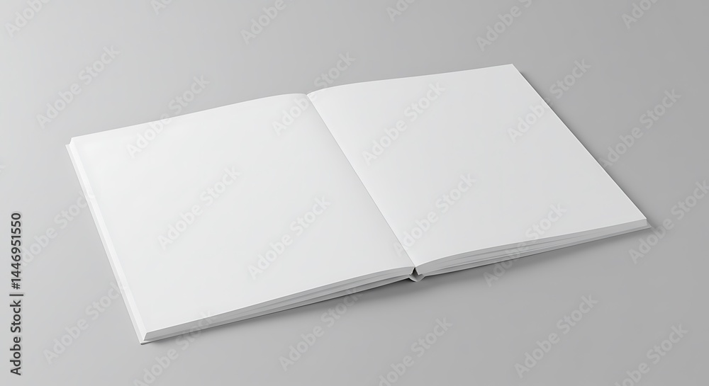 Open Book with Blank Pages on Grey Background for Mockup