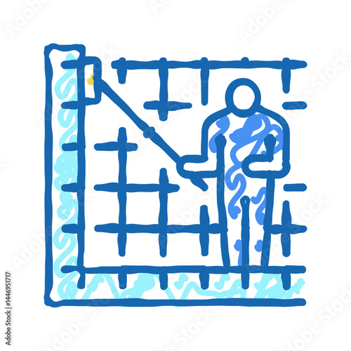cleaning pool walls icon doodle illustration