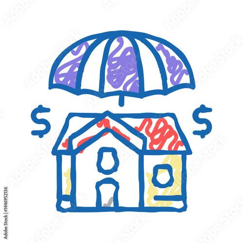 home insurance icon doodle illustration
