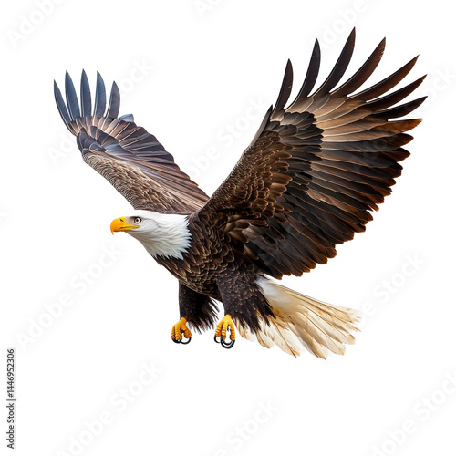 Eagle in flight natural habitat wildlife dynamic scene isolated on transparent background