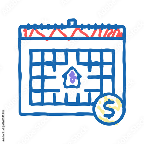 monthly fee icon doodle illustration