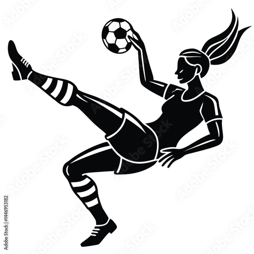 Dynamic Female Soccer Player Silhouette Illustration