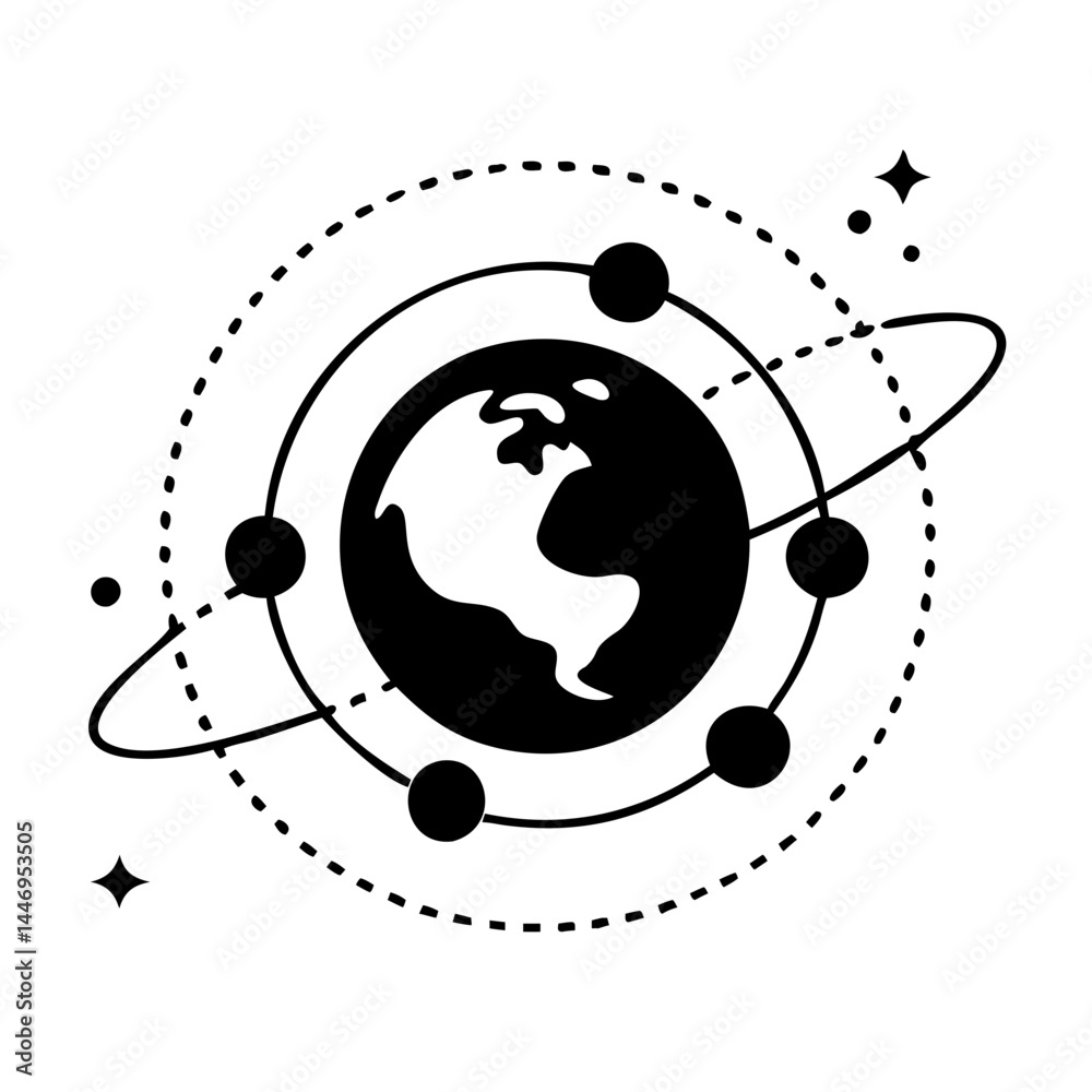 Fototapeta premium Global Network Orbiting Earth Celestial Space Illustration Graphic Design