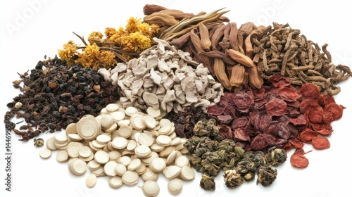 Assorted medicinal herbs, a natural & healthy traditional remedy.