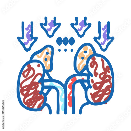 adrenal insufficiency endocrinology icon doodle illustration