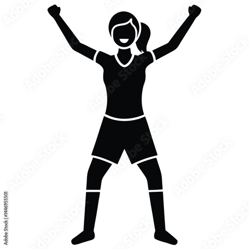 Celebrating Success Woman Raising Arms in Triumph