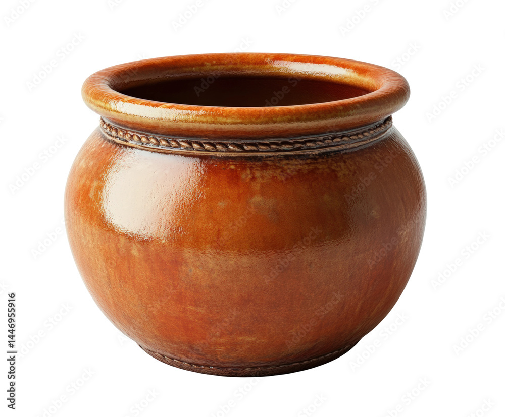Decorative clay pot displaying traditional craftsmanship still life isolated on transparent background Decorative clay pot displaying traditional craftsmanship still life isolated on transparent background