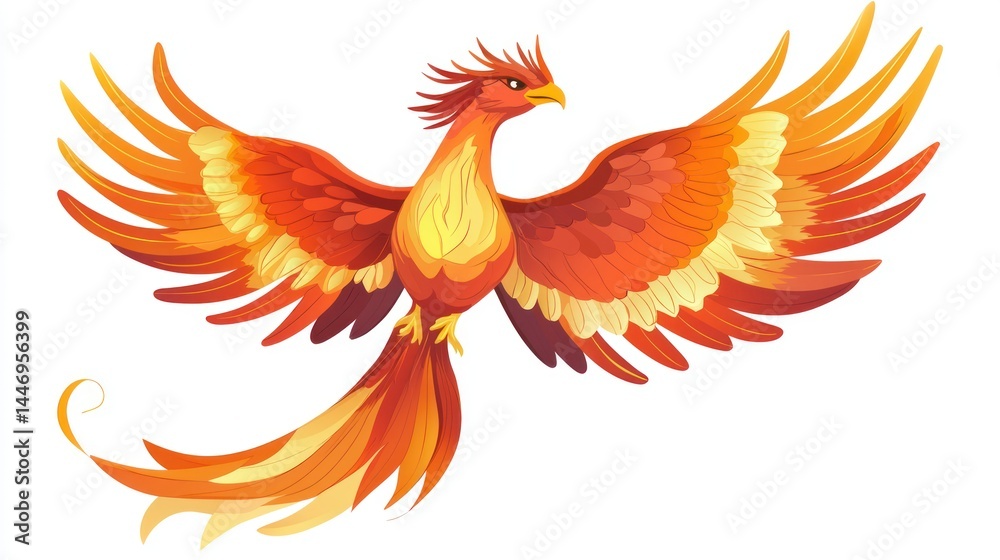 Obraz premium Cartoon phoenix isolated on white background