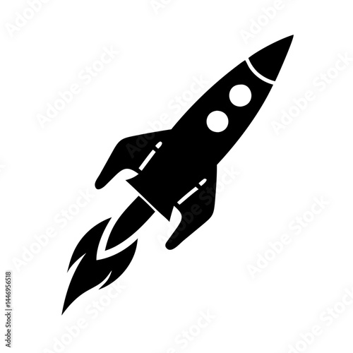 A Simple Black Silhouette of a Rocket Ship Launching into Space